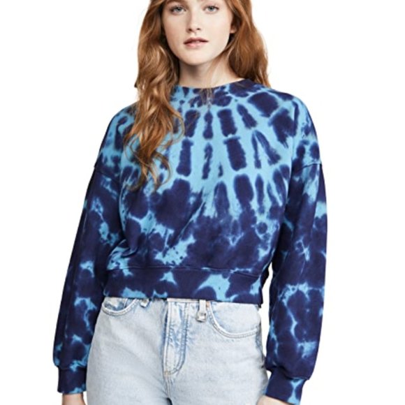 AGOLDE Balloon Sleeve Sweatshirt Blue Tie Dye Size XS - Picture 1 of 9
